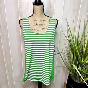 BCBG Women Size L‎ Green and White Tank Top